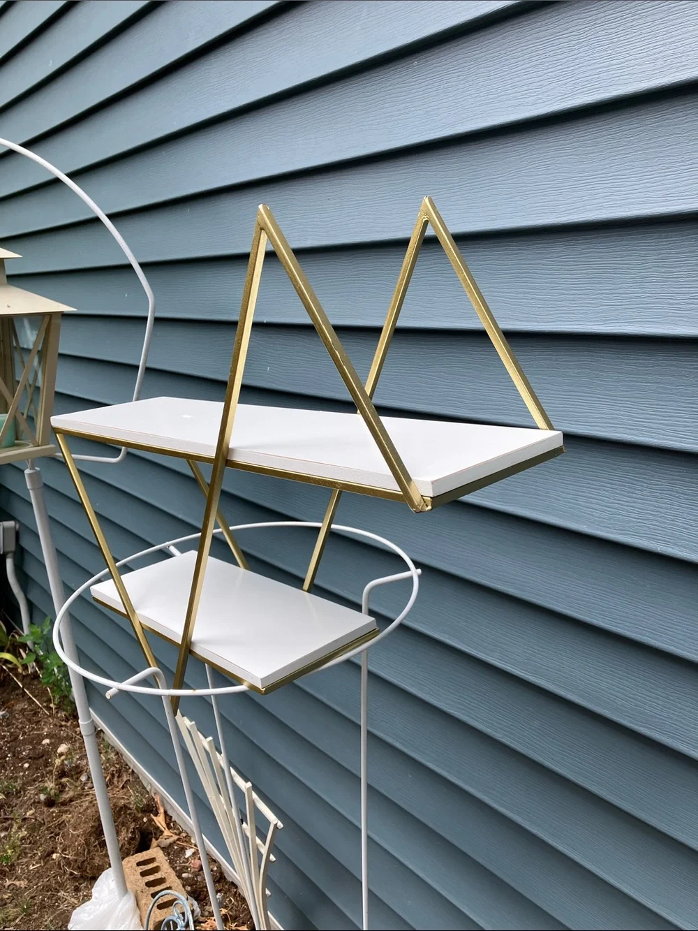 Geometric Design Wall 2 Shelf Unit Ready To Hang